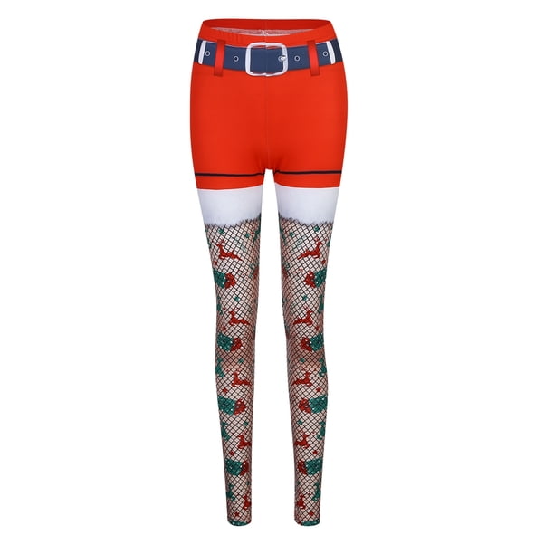 WILLBEST Pantalones de Yoga Navideños para Mujer, Mallas Ajustadas con Estampado Festivo, Leggings de Entrenamiento de Cintura Alta, Tela Suave Y Elástica Cómoda. Extra Grande