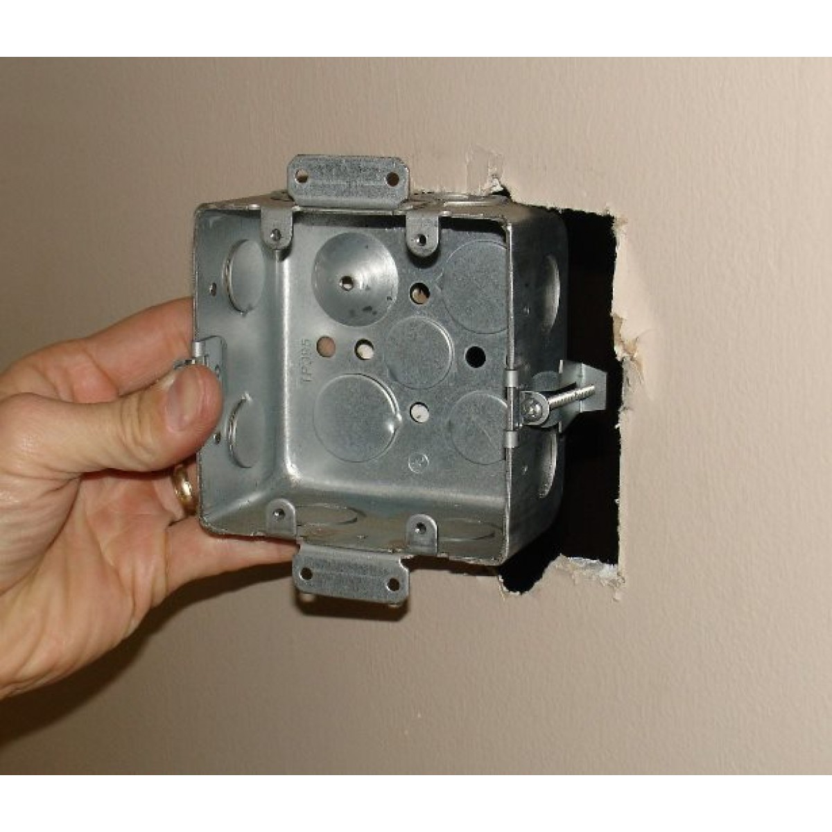1 Pc, 2-1/8 In. Deep, Two Gang Multi Device Switch Box w/Plaster Ears & Old Work Clips, (4) 1/2 In. & (4) 1/2-3/4 In. Side Knockouts; (2) 1/2 In. & (2) 3/4 In Bottom, Zinc Plated Steel - image 1 of 1