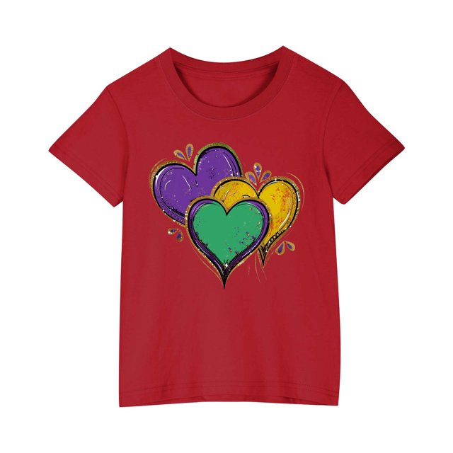 RXIRUCGD 2025 Vêtements d'Été pour Enfants T-shirt Imprimé Mode Mignon Col Rond Manches Courtes