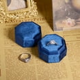 thumbnail image 3 of TAIMY Velvet Jewelry Ring Box, double-slotted octagonal ring gift box, Gift Box with Detachable Lid for，suitable for weddings, proposals, engagements, and other occasions(Dark Blue), 3 of 6