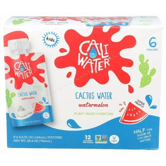 (Pack of 6) Caliwater Water Cactus Watermelon Kids 6 Pack 25.2 fl oz