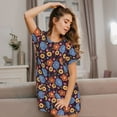 thumbnail image 3 of Naloa Leaves Flower Print Women Nightgowns,Womens Loungewear,Short Sleeve Sleepwear,Comfy Ladies Nightdress, 3 of 6