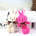 thumbnail image 4 of 1PC 16cm Plush Rabbit Toy with Ribbon Bow - Siamese Rabbits Key Chain Pendant, Gifts for Kids & Children, Wedding Favors, 4 of 8