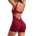 thumbnail image 2 of Jumpsuits for Women Sexy Backless One Piece Bodycon Scrunch Shorts Romper Sleeveless Tummy Control Yoga Bodysuits, 2 of 8