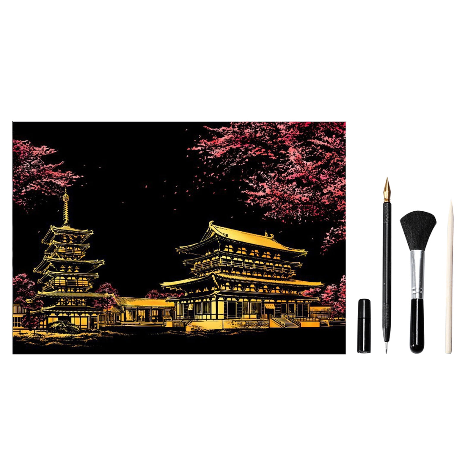 Scratch Art City Night Scenery Painting Paper DIY Scratchboard