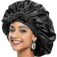 thumbnail image 4 of Gorro de dormir liso de satén para mujer, gorro para dormir, gorro para el cuidado del cabello, gorro de noche para hombre y mujer, gorro Unisex, turbante de ducha, 4 of 5