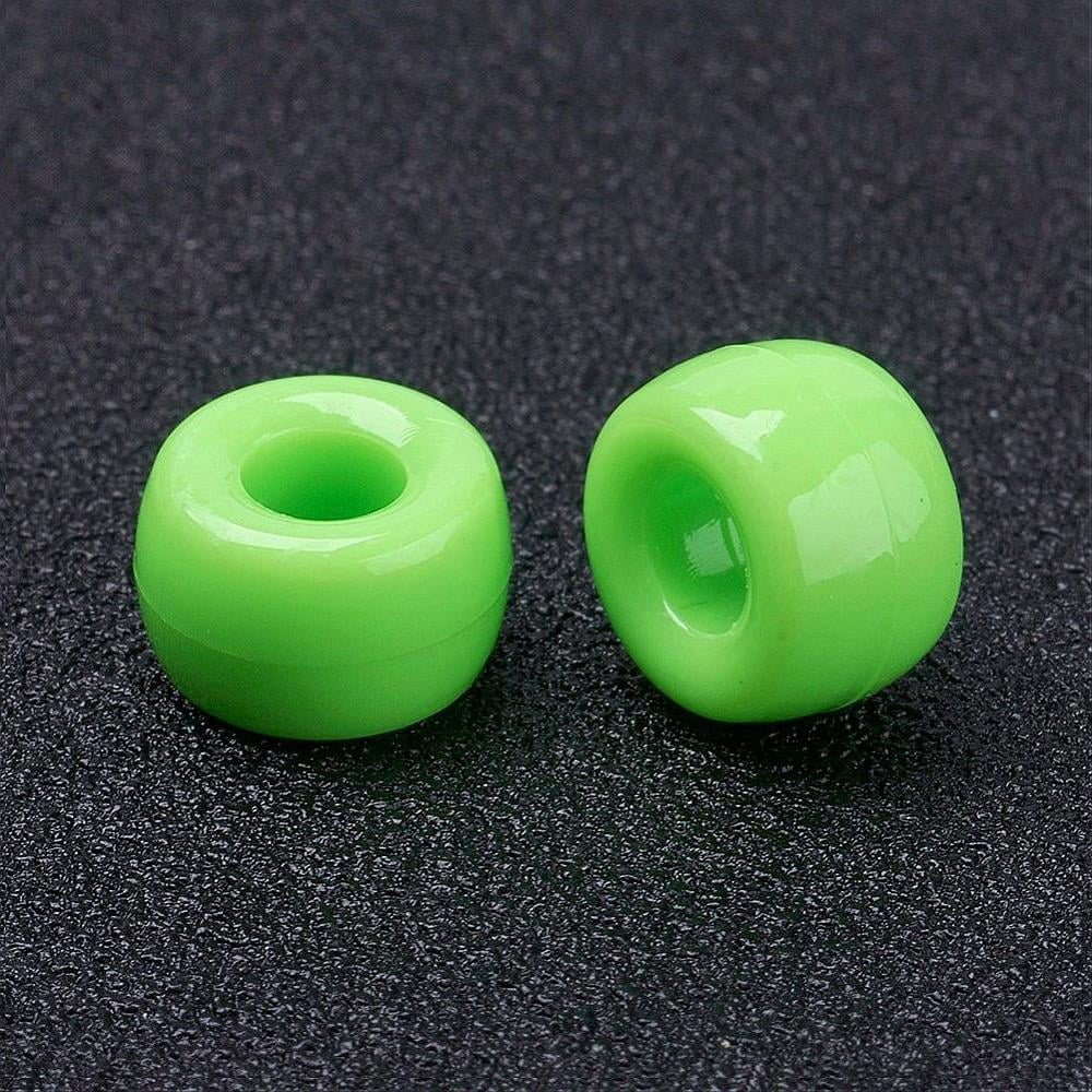 500gs Opaque Acrylic European Beads Barrel Green 9x6mm Hole: 4mm about 1900pcs/500g