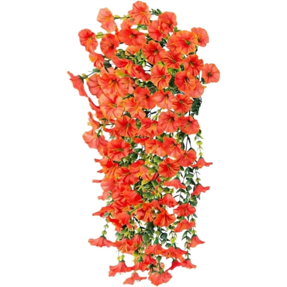 2026 UV Resistant Hanging Artificial Morning Glory Vine, 5 Pack Faux Flowers for Outdoor Planters, for Outdoors, Indoor, Planters, Garden, Porch and Window