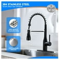 thumbnail image 4 of Pull Down Kitchen Faucet with Deck Plate, 360 Swivel Single Handle Stainless Steel Sink Faucet - 3 Spray Modes, Durable Lead-Free Finish, 4 of 9