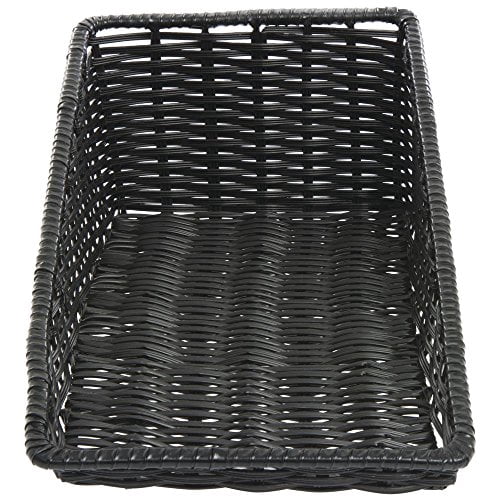 HUBERT Wicker Look Tapered Storage Basket, Rectangular Black - 11 1/2"L x 24"D x 1 1/2" to 7"H