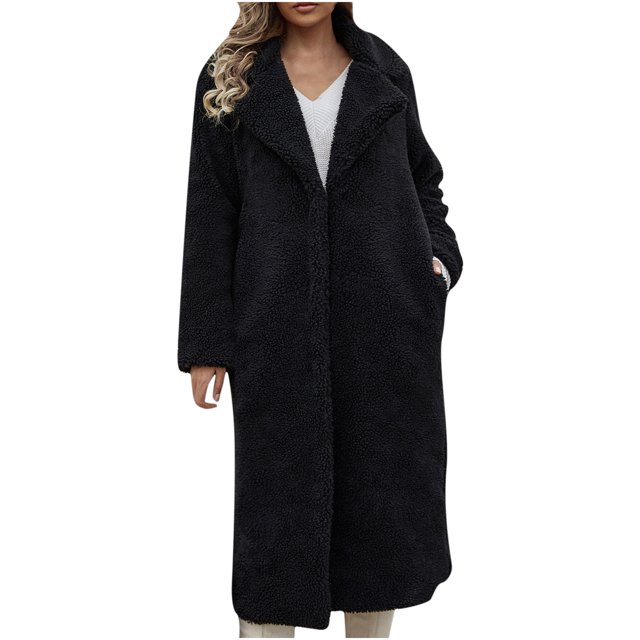 CEHVOM Manteau Chaud en Fausse Fourrure pour Femmes, Veste d'Hiver à Col Rabattu