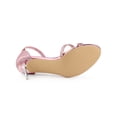 thumbnail image 5 of BLISSFUL STEP Women's Glitter Ankle Straps Stiletto Clear Heels Sandals Pink 8, 5 of 7