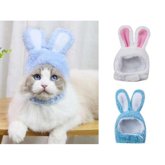 Lindo disfraz de conejo, sombrero con orejas para gatos y perros pequeños, disfraz de fiesta, accesorio para Halloween, paquete de 2 JM