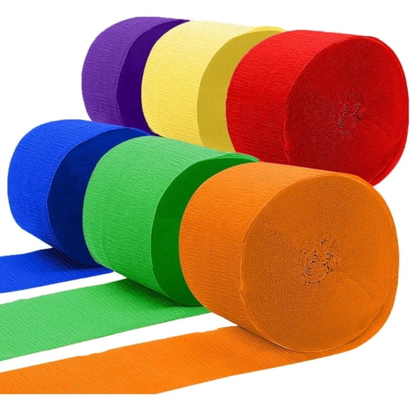 82Ft Rainbow Party Decorations 6 Rolls 6 Colours Crepe Paper Streamers Backdrops for Birthday Graduation Holiday Birthday Wedding Baby Shower Party Decorations Supplies