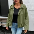 thumbnail image 6 of Hueook Barn Jackets for Women's Casual Sleeve Zipper Loose Suede Textured Coat Long Sleeve Hoodless Casual Coat/Jacket Green XL, 6 of 8