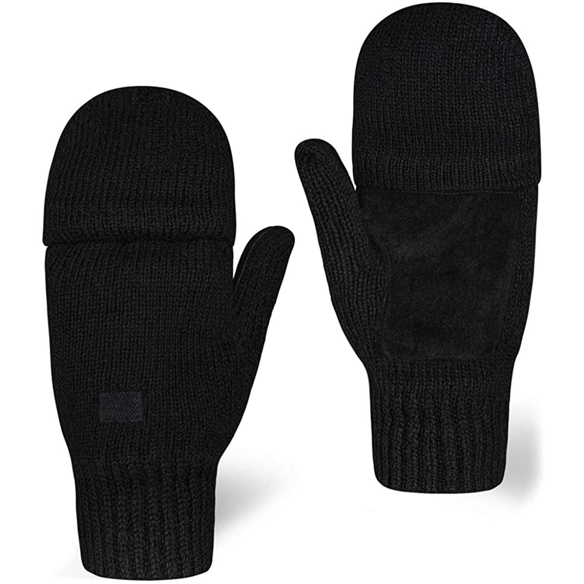 Mitaines Sans Doigts Avec Capuchon Rabattable - Laine D'alpaga - Écran Tactile - Pour Course, Vélo, Hiver