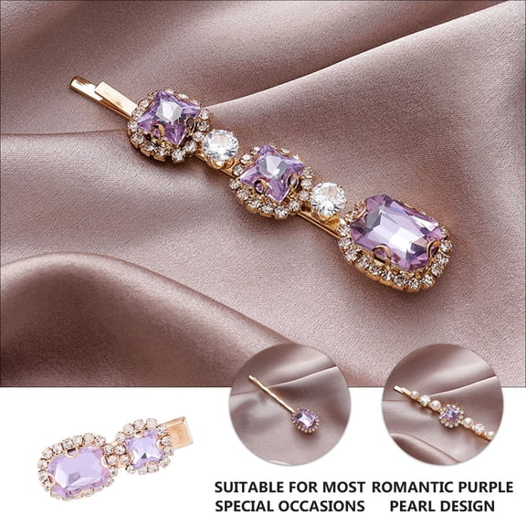 Toyvian Rhinestone Hair Accessories 5Pcs Purple Alloy for Women Party