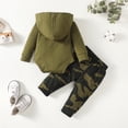 thumbnail image 3 of Kucnuzki 6 Months Newborn Baby Boy Winter Outfits Pants Sets 12 Months Long Sleeve Cool Letter Prints Hoodie Rompers Elastic Camo Pants 2PCS Set Green, 3 of 10
