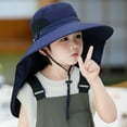thumbnail image 3 of LNMQLPDBS Boys Sun Hat with Neck Flap Wide Brim Solid Color Summer Beach Bucket Hat with Chin Strap for Boys Girls Toddler Kids Adventure Hat Unisex Children Outdoor Sun Protection Hats, 3 of 4