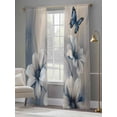 thumbnail image 4 of Elegant Floral Sheer Curtains 96 Inch Length 2 Panels Set, Modern Blue Butterfly Flowers Burlap Voile Window Treatment Semi Sheer Long Curtains Drapes for Bedroom/Living Room/Kitchen 52"x96"x2, 4 of 7