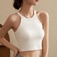thumbnail image 3 of Fanxing Cotton Camisoles for Women Built in Bra Tank Tops Summer Spaghetti Strap Cami Tank Longline Sports Undershirts White,M, 3 of 6