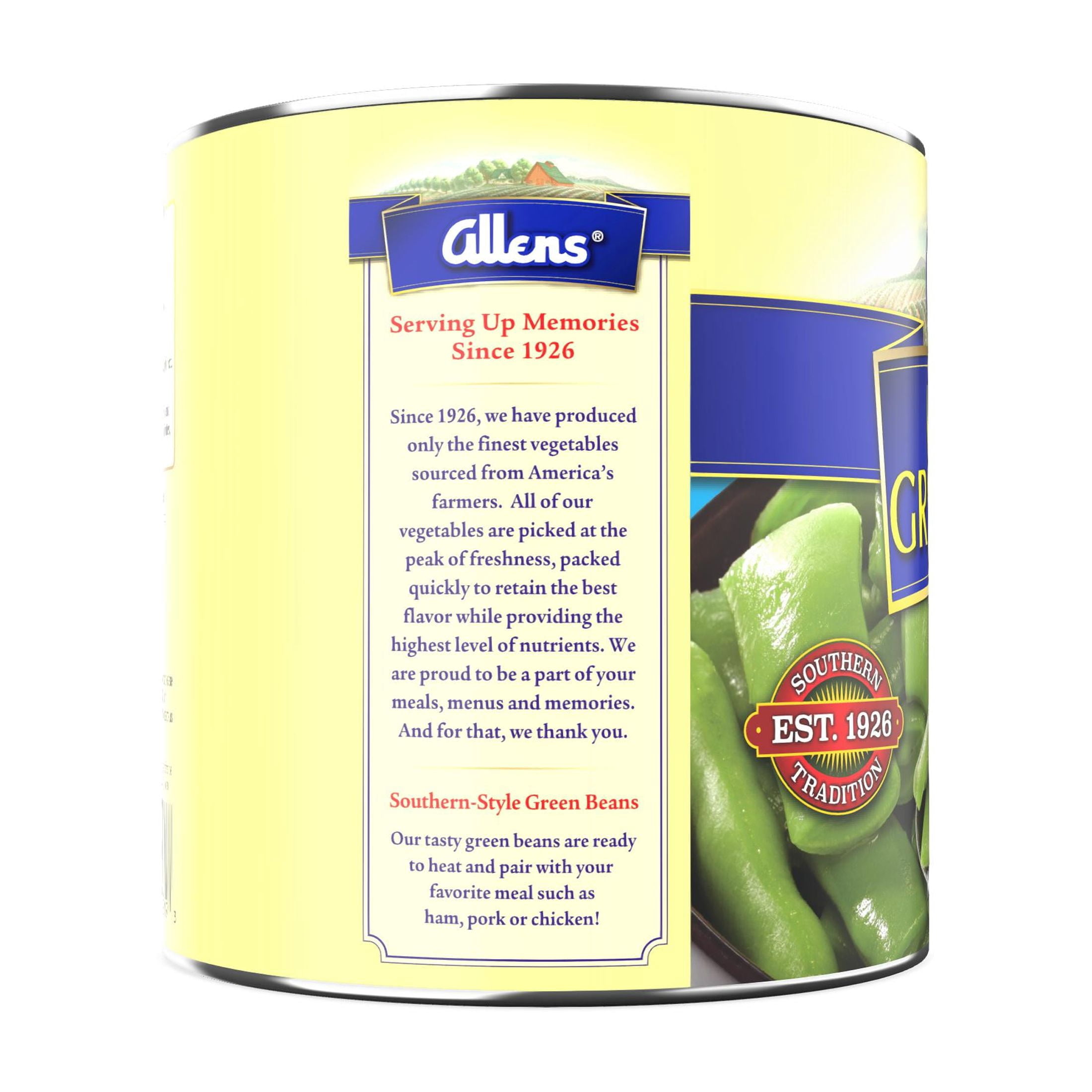 (4 pack) Allens Canned Cut Italian Green Beans, 28 oz
