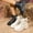 White, variant on Miluxas Women Ankle Booties Buckle Strap Boots Low Heel Non-slip Bootie Round Toe Motorcycle Combat Boot White 8.5(41)