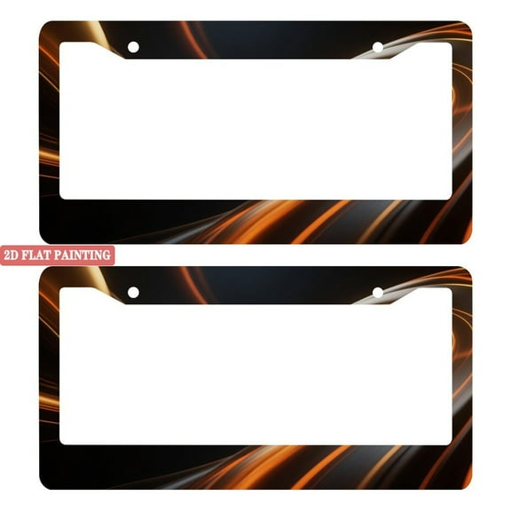 2Packs License Plate Frames with Sleek Black - Orange Gradient Pattern Design Includes Screws & Caps Full Accessories Included Size 6. 3x12. 2inch(16x31cm)