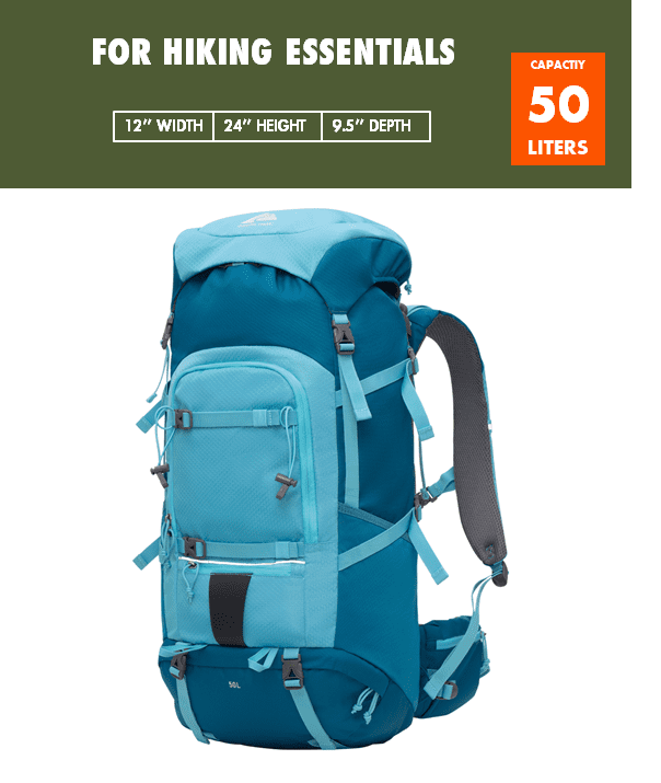Ozark Trail 50L Adult Polyester Hiking Backpack with Multiple Pockets, Blue