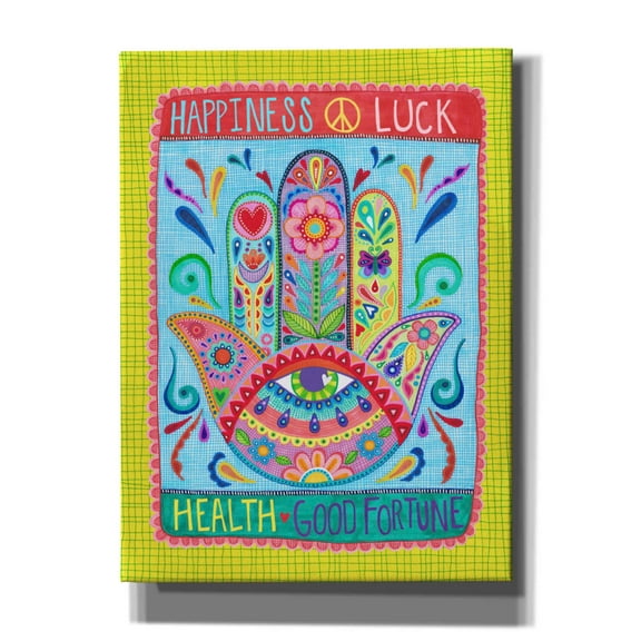 Epic Graffiti 'Hamsa of Happiness' by Hello Angel, Giclee Canvas Wall Art, 40"x54"