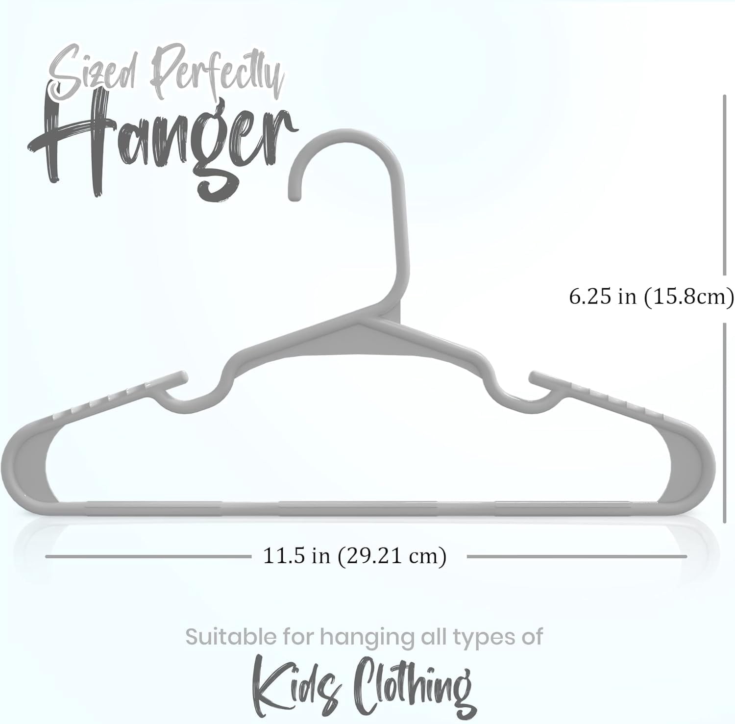 60 Pack Kids Hangers - 11.5 Inch Plastic Baby Hangers for Closet - Childrens Hanger for Clothes & Infant Hanger for Closet - for Everyday Standard Use (Gray)