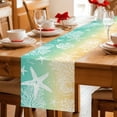 thumbnail image 5 of Teal Yellow Ombre Coastal Table Runner 72 Inches, Sea Nautical Summer Beach Starfish Coral Bed Runner Dresser Scarves Tabletop for Indoor Outdoor Parties/Ceremony/Banquet, 18" x 72", 5 of 8