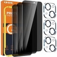 thumbnail image 1 of QHOHQ 3 Pack Privacy Screen Protector for iPhone 15 Pro Max [6.7 Inch] with 3 Pack Camera Lens Protector  Anti Spy Tempered Glass Film  9H Hardness  HD  Bubble Free  Case Friendly - Black, 1 of 8