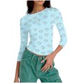 thumbnail image 5 of hotojiny Women's Tops Valentine's Day Long Sleeve Shirts Slim Fitted Going out Tops Ruched Basic Tees Valentine's Day Outfit, 5 of 7