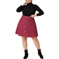 thumbnail image 2 of Agnes Orinda Women's Plus Size Button Front Elastic Waist A Line Corduroy Skirt, 2 of 5