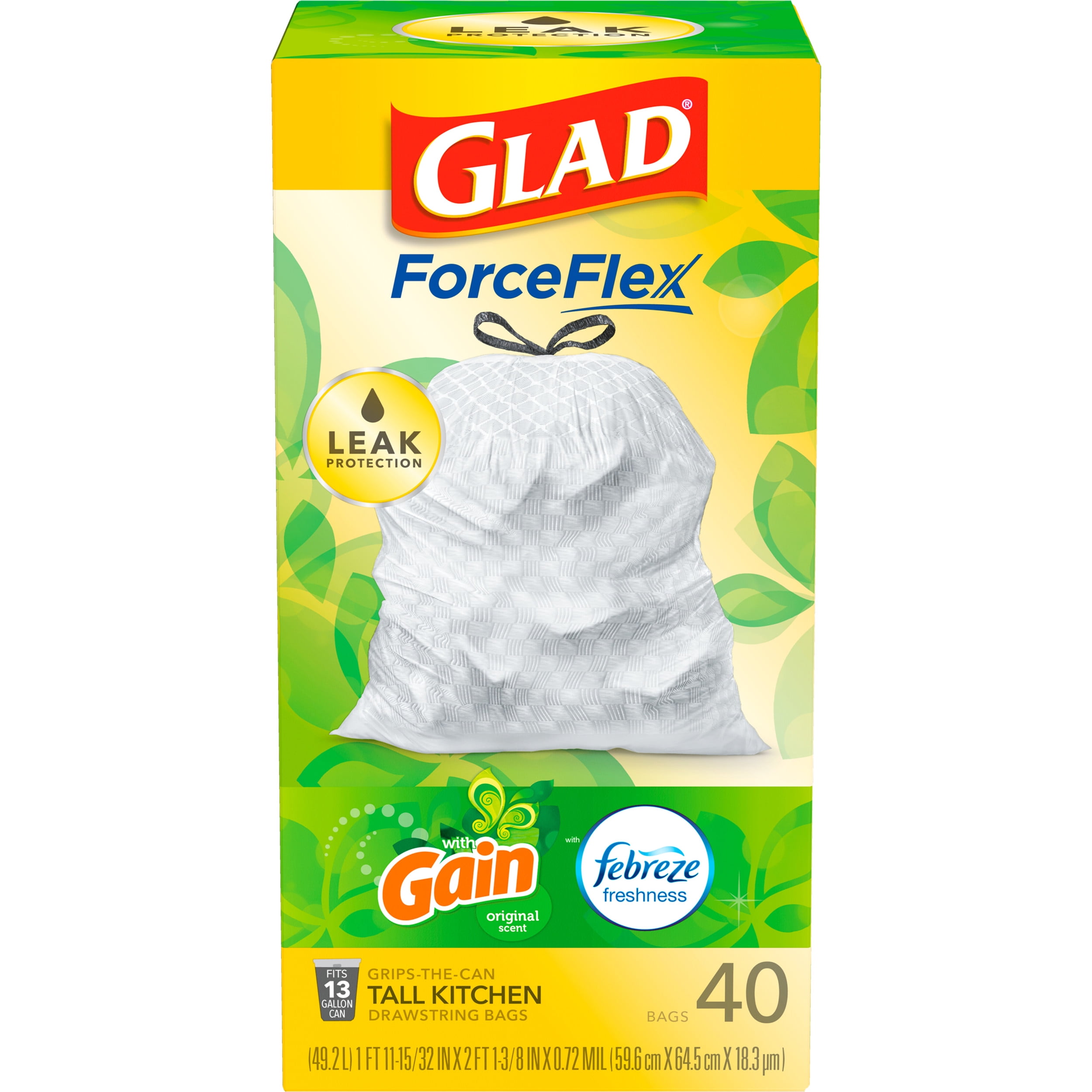 GLAD 13 Gallons Plastic Trash Bags - 400 Count