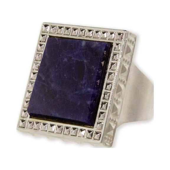 1928 Jewelry Serenity Blue Sodalite Gemstone Square Ring Size 8