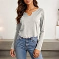 thumbnail image 5 of Zpanxa Women Long Sleeve Tops Scalloped V Neck Slim Fit Casual Solid Color Tee for Daily Wear, 5 of 7
