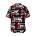 thumbnail image 2 of Xecao offers the Fire and Rescue Truck for Men's Casual Short-sleeved Shirt, a button-up collared shirt with a pocket, perfect for beach vacations and yacht travel in the X-Large size., 2 of 7