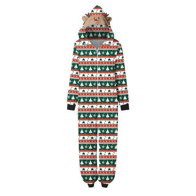 Ensembles de Pyjamas pour Femmes Parent-Enfant Ensemble de Noël Chaud Imprimé Tenue d'Intérieur Pyjama à Capuche Combinaison pour Mamans Pyjamas de Noël Assortis en Liquidation