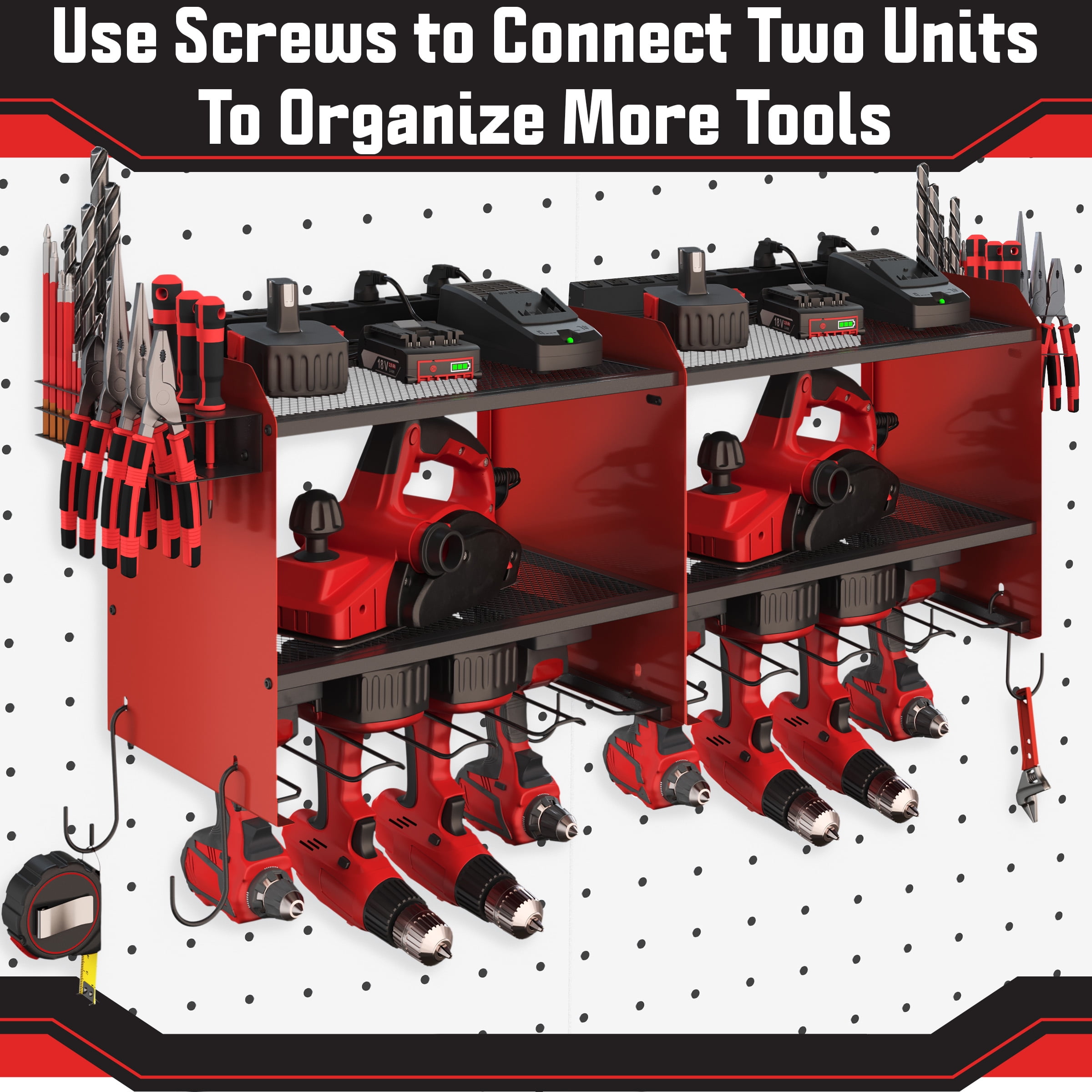 Stalwart Drill Holder Power Tool Organizer Wall Mount with Charging Station