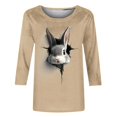 thumbnail image 4 of Xuyuer Ladies' Easter Print Round Neck Three Quarter Sleeve 3/4 Sleeve T-shirt Loose Tops Casual Loose Fit Crewneck T Shirts Tunic Tops, 4 of 5