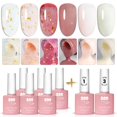 thumbnail image 1 of YTD Likomey Esmalte Semipermanente de U&ntilde;as en Gel UV LED Kit, 6 Colore Transl&uacute;cido Hoja de Oro Blanco Lechoso Rosa Claro Esmaltes de Gel con Base y Top Coat Set,8 Pcs 7.5ml, 1 of 9