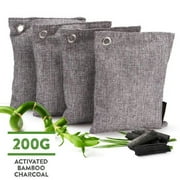 Charcoal Bags (4-Pack, 200 Grams Each) Activated Bamboo Charcoal Deodorizer for Car, Closet, Bathroom, Bedroom