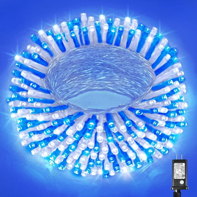 Guirnalda de luces navideñas Vivideal, 20 m, azul y blanco, 8 modos