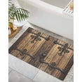 thumbnail image 3 of Area Rug with Tassels 2' x 3', Farmhouse Vintage Wood Board Kitchen Runner Rug for Hallway Bedroom Throw Rugs, Brown Wooden Soft Door Mat for Bathroom Entrance Living Room, 3 of 9