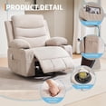 thumbnail image 4 of Beige 360° Swivel Oversized Recliner Chair, Massage & Heating Rocking Single Sofa with Cup Holder and Side Pockets for Living Room, 4 of 6