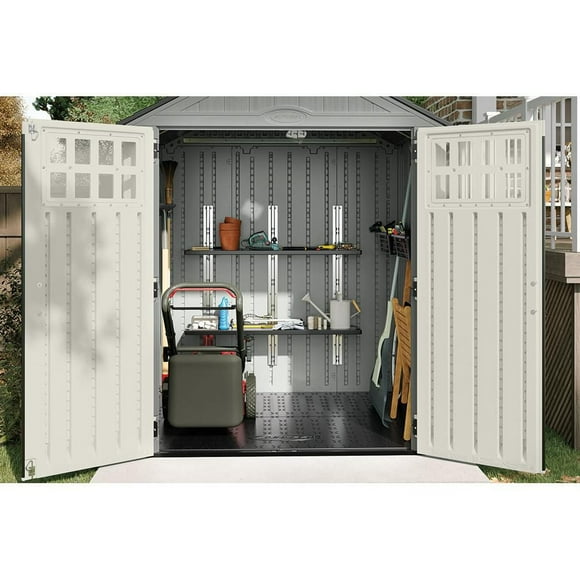 Suncast Resin Shed Shelf Kit – 2 Shelves, 50 lb. Capacity Each, 760 sq. in., Storage Shed Accessory