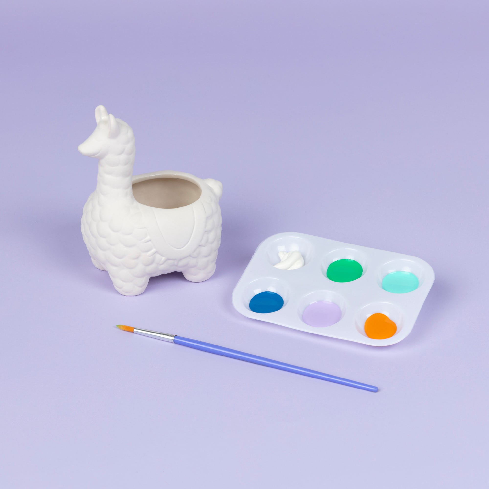 (3 pack) Hello Hobby Paintable Ceramic Llama Planter, White 5"