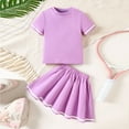 thumbnail image 3 of Junlike Girls Spring Clothes Girls Short Sleeve T-Shirt and Pleated Skirt for Small to Big Kids, 3 of 7